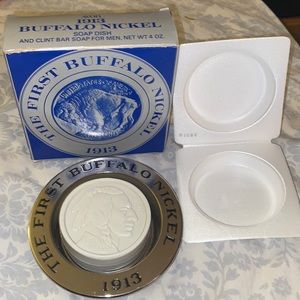 Vintage 1978 Avon The First Buffalo Nickel -Nickel Plated Soap Dish & Soap
